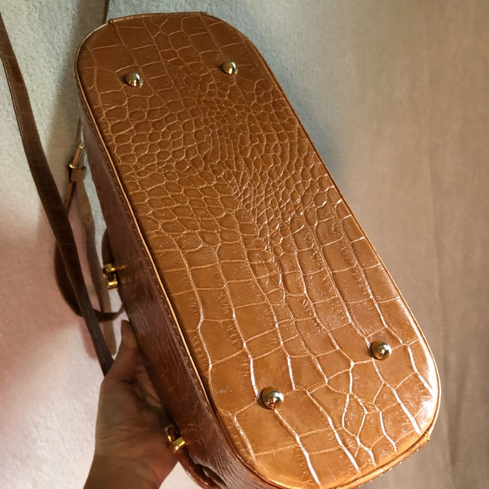 Vintage Bally crossbody bag croc print leather cognac tan - Picture 2 of 5